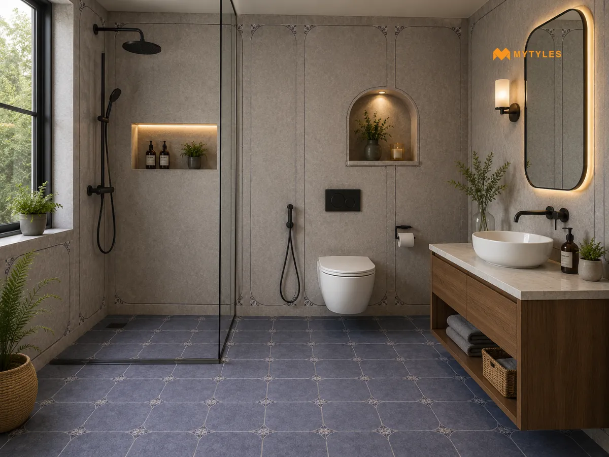 Imported Blue Octagon Floor Tile